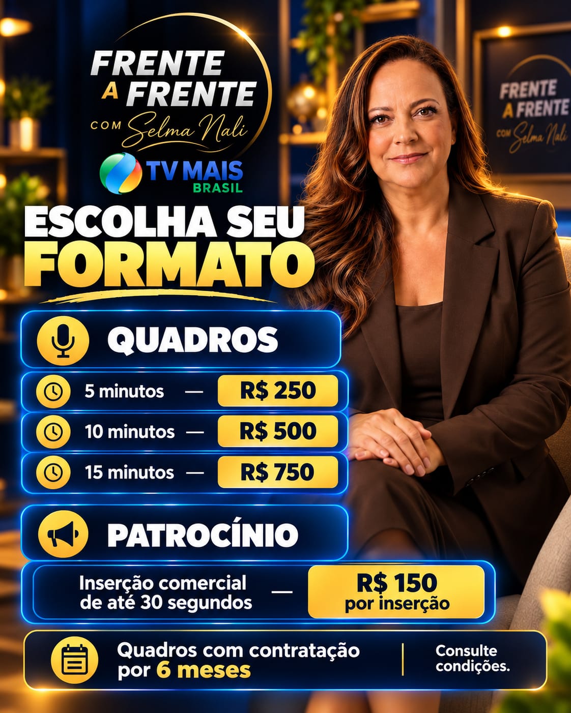 Formatos e valores para participação no programa